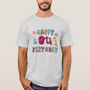 T-shirt Joyeux 8e anniversaire. 8 ans b-jour.