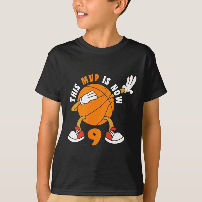 T-shirt Joyeux 9 Anniversaire 9 Anniversaire MVP Basketbal (Devant)