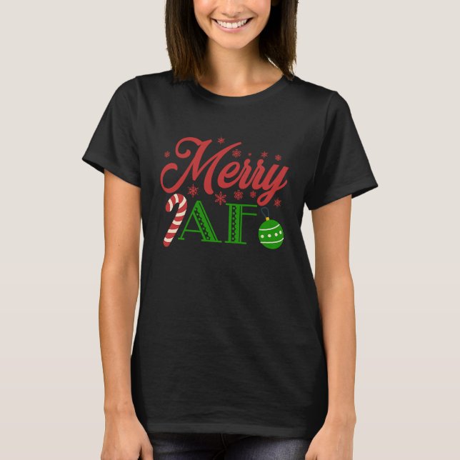 T-shirt Joyeux AF Joyeux Noël Père Noël Elfs (Devant)