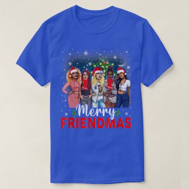 T-shirt Joyeux amis Noir Afro Africain Fier Père Noël Xm (Design devant)