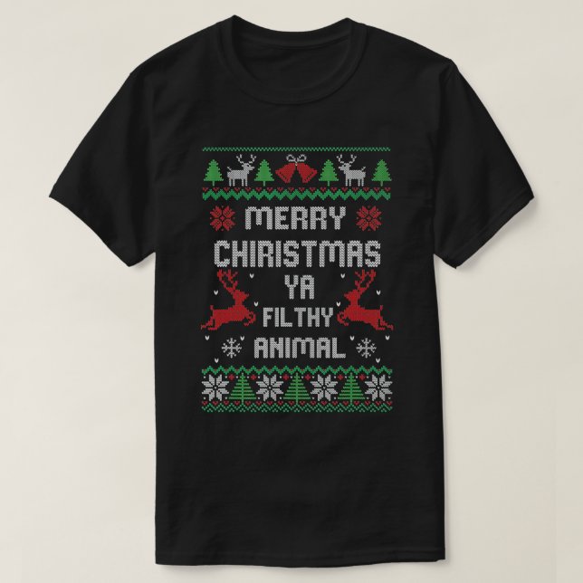 T-shirt Joyeux animal de Noël sale Ya (Design devant)