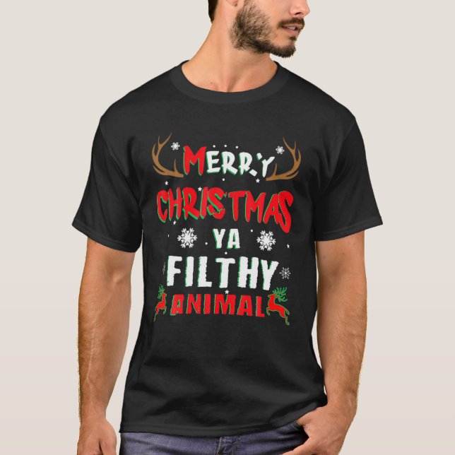 T-shirt Joyeux animal de Noël sale Ya (Devant)