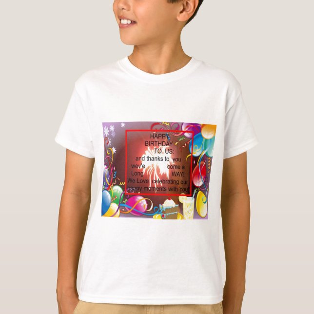 T-shirt Joyeux anniversaire à nous Art Imprimer (Devant)