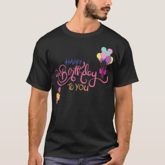 T-shirt Joyeux Anniversaire À Toi Typographie De Fête Mign