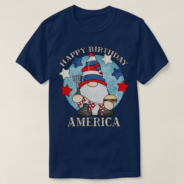 T-shirt Joyeux Anniversaire Amérique 4 juillet Drôle Barbe (Design devant)