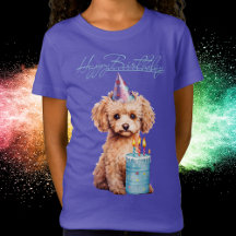 Joyeux Anniversaire Caniche avec Chapeau de Fête &