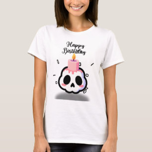 T-shirt Joyeux Anniversaire Crâne Gothique Pastel Mignon