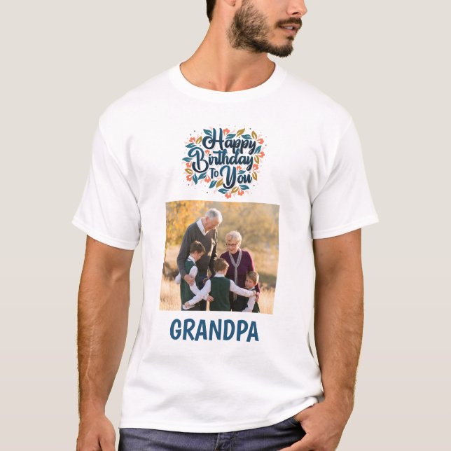 T-shirt Joyeux anniversaire grand-père photo (Devant)