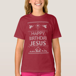 T-shirt Joyeux Anniversaire Jésus Chandail de Noël Religie