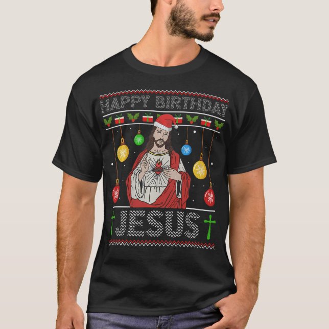 T-shirt Joyeux Anniversaire Jésus chrétien Vilain Noël Fu (Devant)