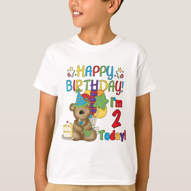 T-shirt Joyeux anniversaire Teddy Bear 2e anniversaire (Devant)