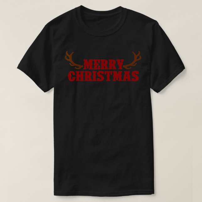 T-shirt Joyeux Antlers de cerfs de Noël (Design devant)