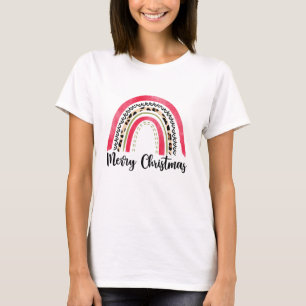 T-shirt Joyeux arc-en-ciel rose Christma