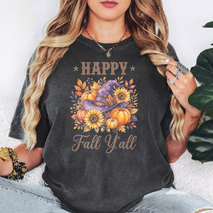 T-shirt Joyeux Automne à Tous Chapeau de Sorcière Citrouil