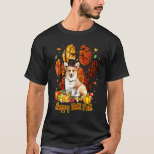 T-shirt Joyeux Automne à Tous Corgi Pèlerin Chien Patte Ac