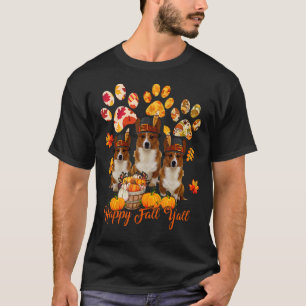 T-shirt Joyeux automne Y'all Thanksgiving Trois Corgis aut