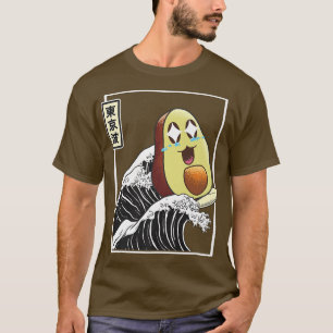 T-shirt Joyeux Avocado Surf Japon Kanagawa Wave Kawaii A