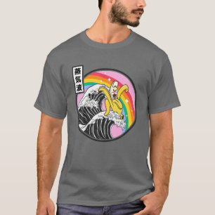 T-shirt Joyeux Banana Surf Kanagawa Wave Kawaii Anime Va