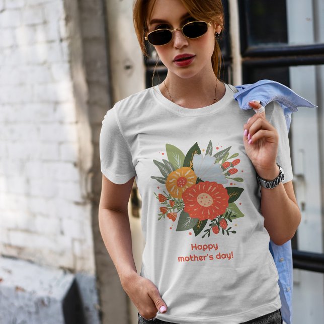 T-shirt Joyeux bouquet fleuri de la journée de la mère (Créateur téléchargé)