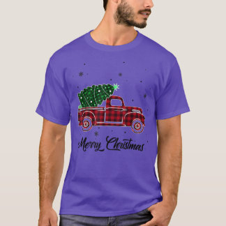 T-shirt Joyeux Buffalo Camion Arbre Rouge Plaid Pour M