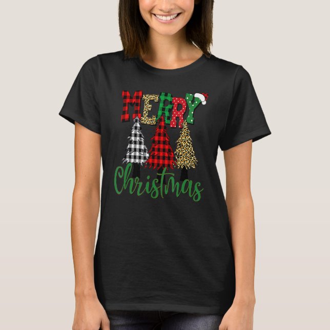 T-shirt Joyeux Buffalo Rouge Plaid Leopard Trees (Devant)