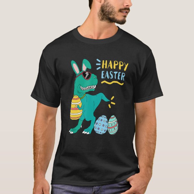 T-shirt Joyeux Bunny de Pâques Dinosaur lapin enfants Dino (Devant)