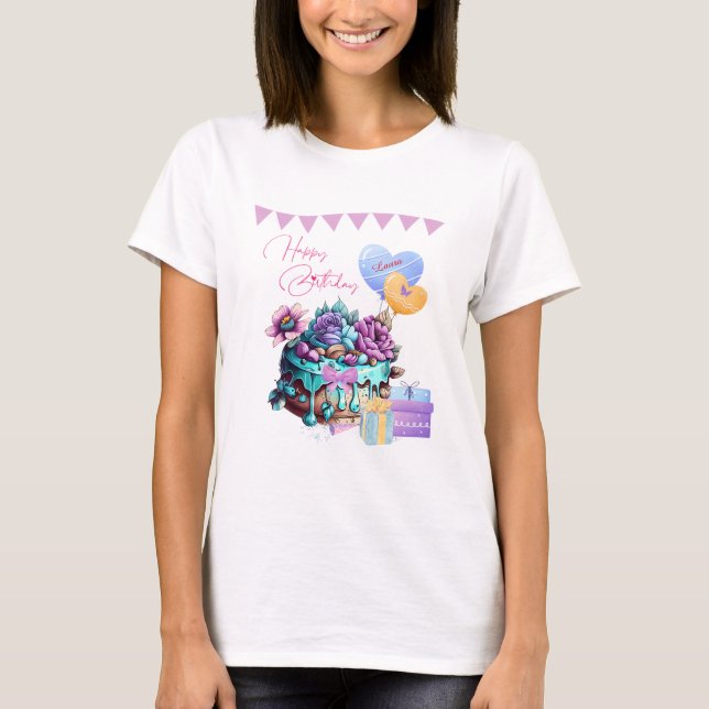 T-shirt Joyeux cadeau de gâteau d'anniversaire Classy (Devant)