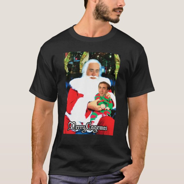 T-shirt Joyeux Cagemas Père Noël Knee Nicolas Cage Noël818 (Devant)
