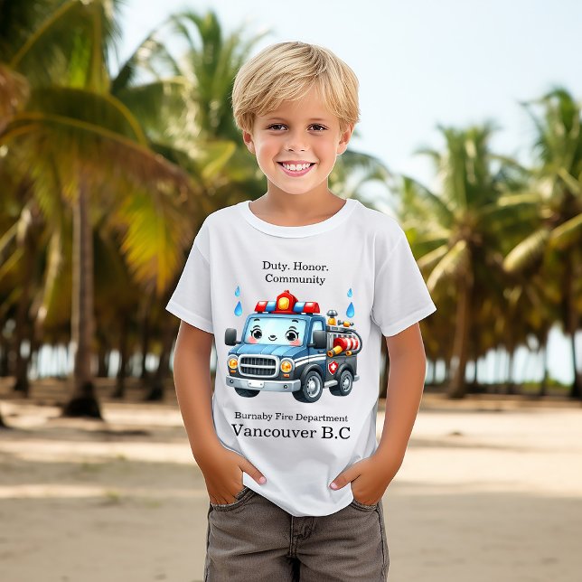 T-shirt Joyeux camion de feu de dessin animé prêt à rouler (Créateur téléchargé)