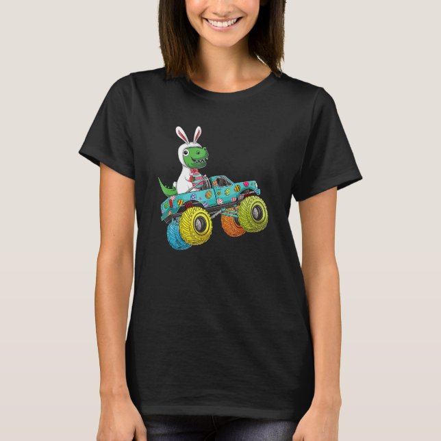 T-shirt Joyeux Camion Monstre de Pâques Trex Dinosaur Bunn (Devant)