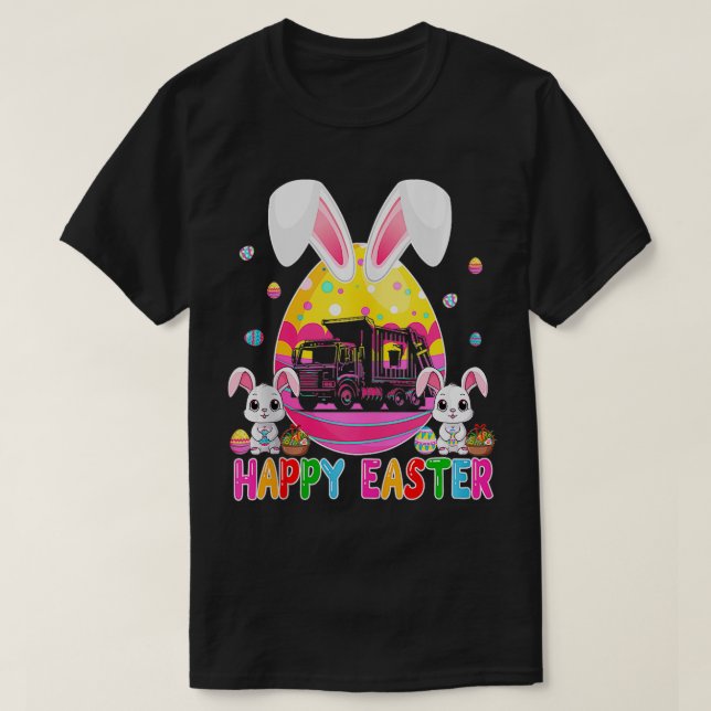 T-shirt Joyeux camion-poubelle de Pâques à l'intérieur du  (Design devant)