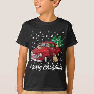 T-shirt Joyeux Camion rouge Arbre de Noël Carlin Chien Noë