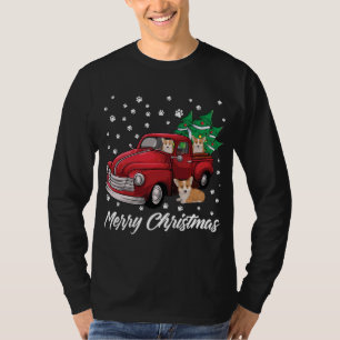 T-shirt Joyeux Camion Rouge Arbre de Noël Corgi Chien Noël