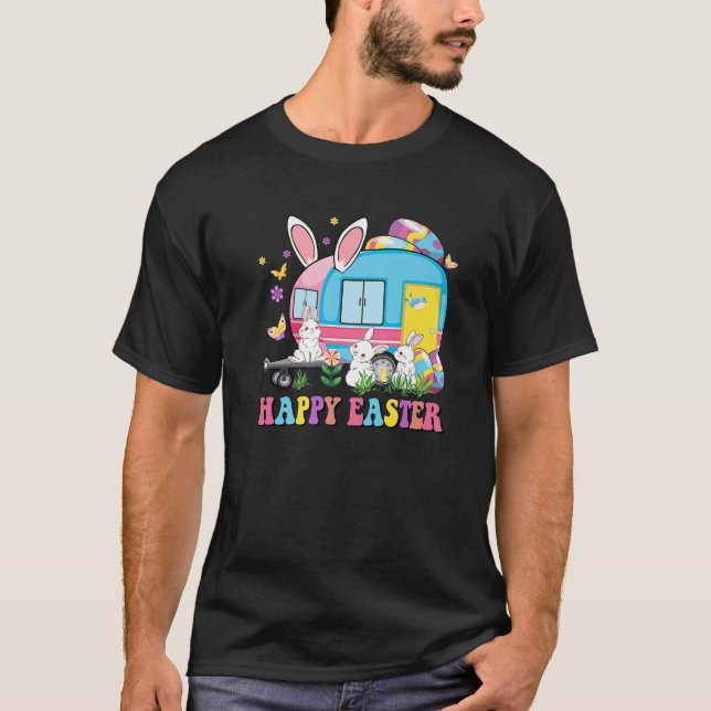 T-shirt Joyeux Camping Bunny de Pâques Camping Bunny de Pâ (Devant)