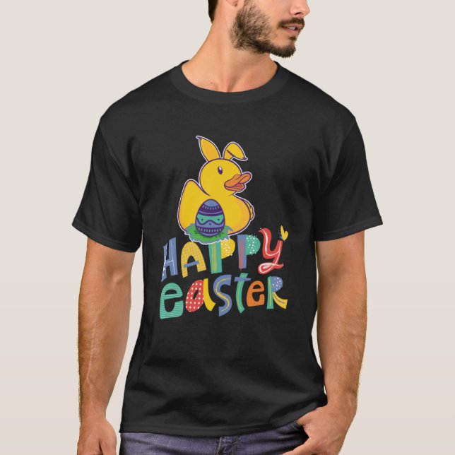 T-shirt Joyeux canard en caoutchouc de Pâques Bunny OEufs  (Devant)