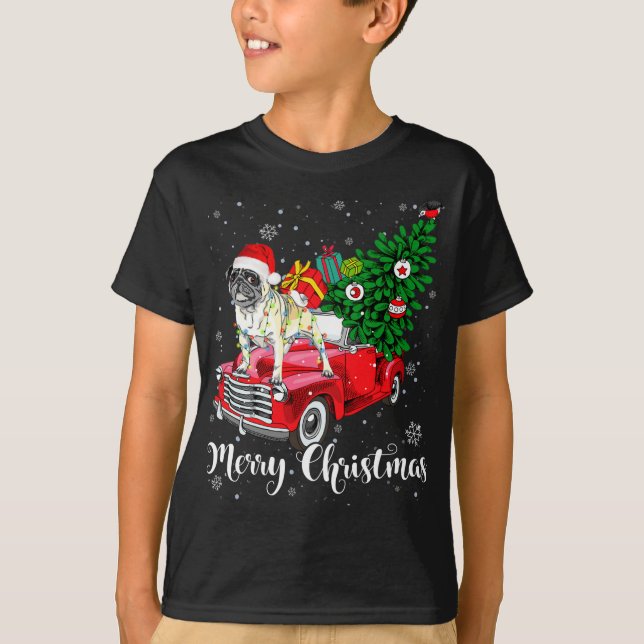 T-shirt Joyeux Carlin de Noël Lover Père Noël Light Red Tr (Devant)