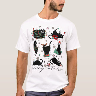 T-shirt Joyeux Cat Noël Maman Chat Drôle Papa Chat Noël Ch