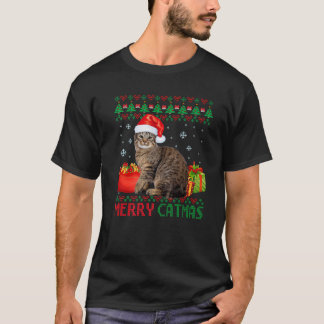 T-shirt Joyeux Catmas Chat Vilain Noël Pixi Bob Chat Maman