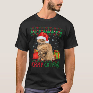 T-shirt Joyeux Catmas Chat Vilain Noël Selkirk Rex Chat Mo