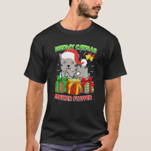 T-shirt Joyeux Catmas Mère Fluffer propriétaire de chat ch