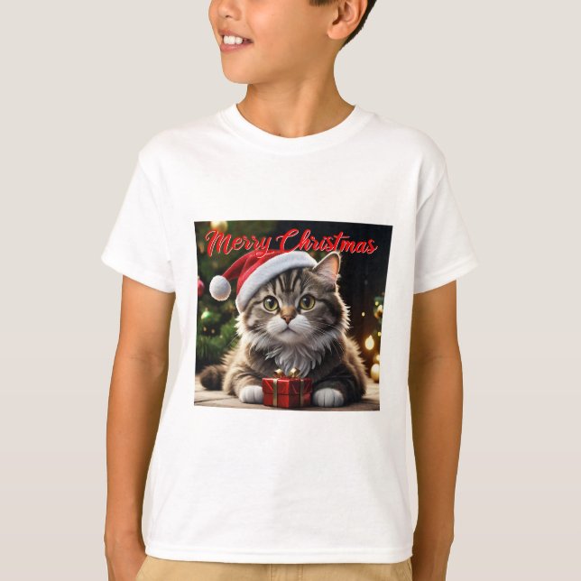 T-shirt Joyeux chat de Noël (Devant)