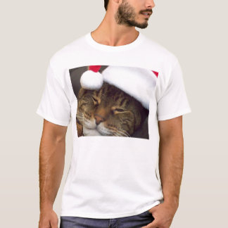T-shirt Joyeux chat de Noël avec chemise santa chapeau