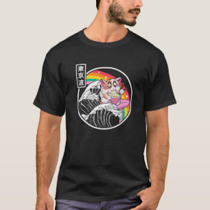 T-shirt Joyeux chat manger Ramen Arc-en-ciel Kanagawa Vape