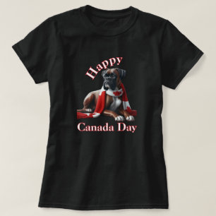 T-shirt Joyeux chien de boxe de la fête du Canada
