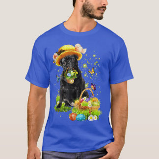 T-shirt Joyeux chien de Carlin de Pâques, Joyeux oeufs de 