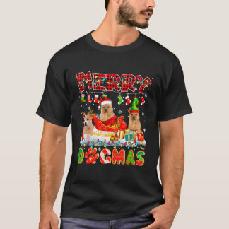 T-shirt Joyeux Chien de Noël Trois Père Noël Reindeer Elf 