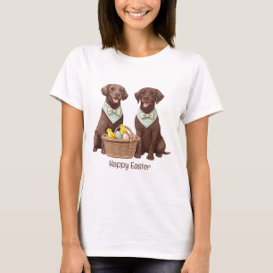 T-shirt Joyeux Chiens de récupération de chocolat de Pâque