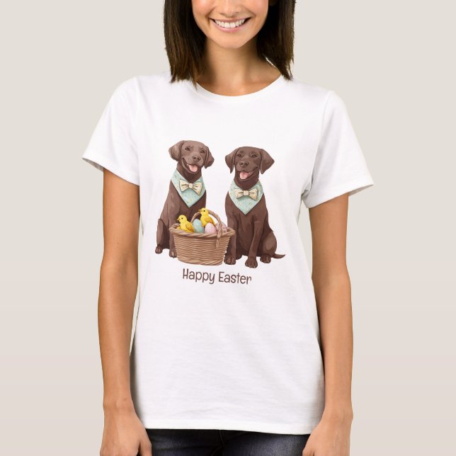 T-shirt Joyeux Chiens de récupération de chocolat de Pâque (Devant)
