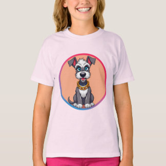 T-shirt 🌸 Joyeux chiot de dessin animé Sourire joyeux Sty
