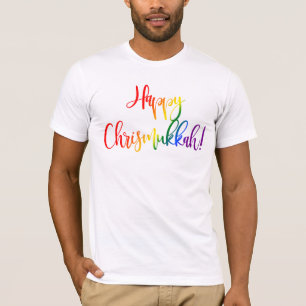T-shirt Joyeux Chrismukkah LGBT Typographie du drapeau arc